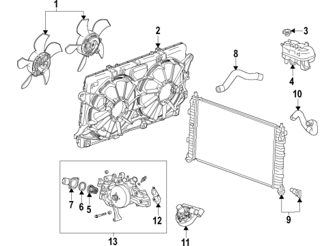 2021 GMC Yukon Cooling System, Radiator, Water Pump, Cooling Fan Diagram 3 - Thumbnail