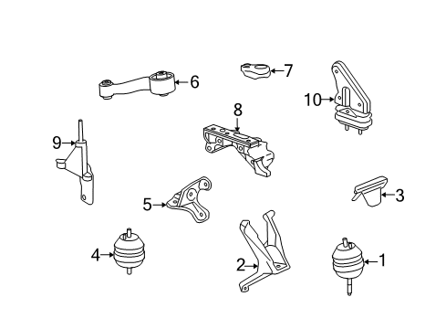 2010 Buick Lucerne Engine & Trans Mounting Diagram