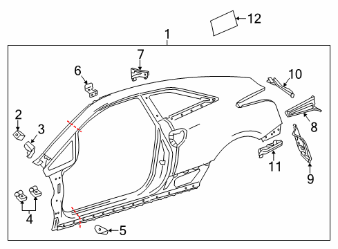 2016 Cadillac ELR Filler, Quarter Outer Panel Quarter Window Opening Lower Rear Diagram for 22892538