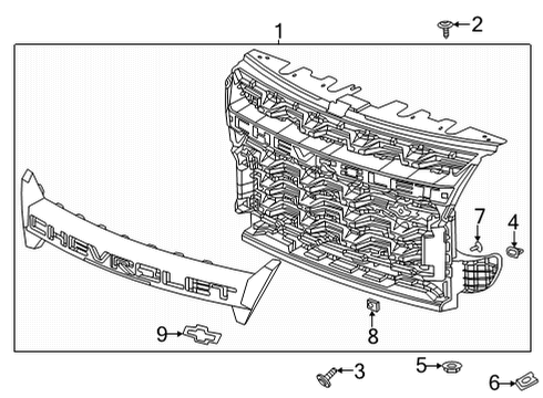 2022 Chevy Colorado Grille & Components Diagram 2 - Thumbnail