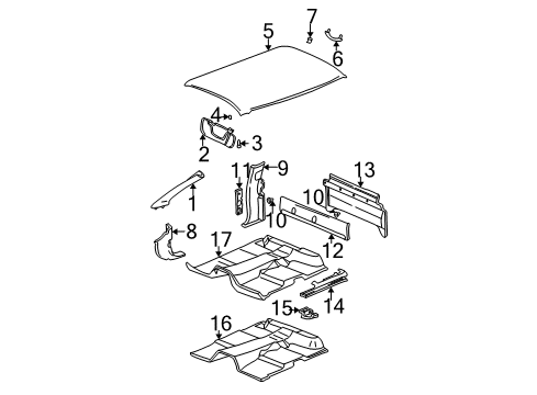 2005 GMC Sierra 2500 HD Panel Assembly, Headlining Trim *Shale Diagram for 15924829