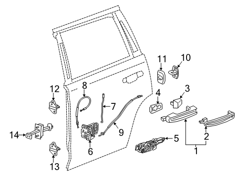 2020 Cadillac Escalade Insert, Rear Side Door Outside Handle Diagram for 13590723