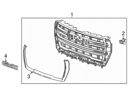 2023 GMC Yukon XL Grille & Components Diagram 2 - Thumbnail