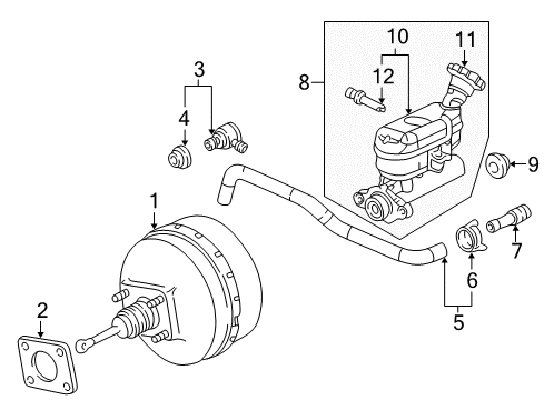 2002 Pontiac Aztek Reservoir Asm,Brake Master Cylinder Diagram for 19209227