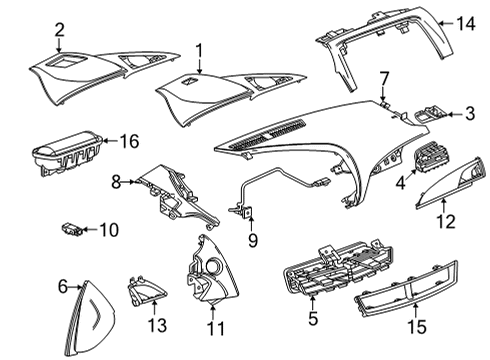 2021 Cadillac CT5 Lamp Assembly, I/P Compt Diagram for 13519327