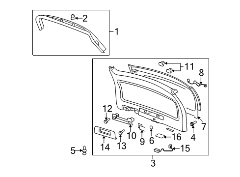 2009 Saturn Outlook Interior Trim - Lift Gate Diagram