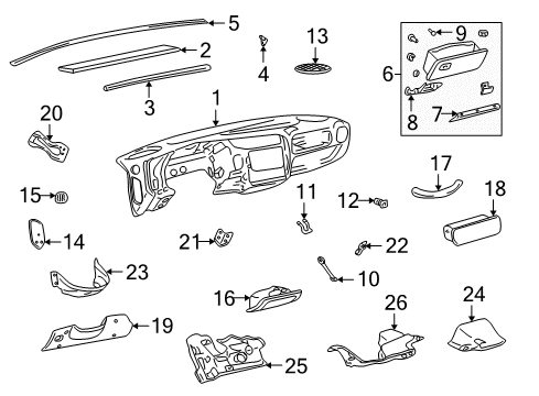 2004 GMC Sonoma Cluster & Switches, Instrument Panel Diagram 1 - Thumbnail