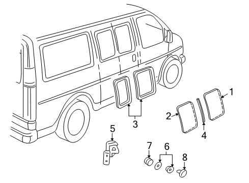 1999 GMC Savana 2500 Side Loading Door - Glass & Hardware Diagram 2 - Thumbnail