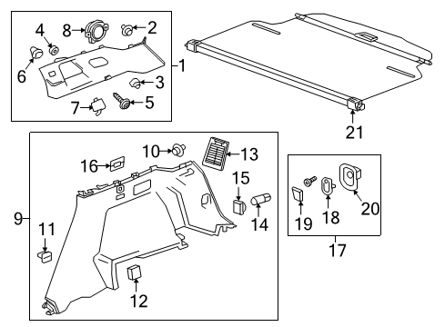 2021 Cadillac XT5 Interior Trim - Quarter Panels Diagram