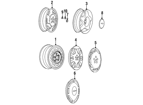 1996 Chevy Lumina Wheel Trim CAP *Red Bow Tie Diagram for 10247026