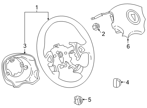 2001 Pontiac Aztek Steering Column, Steering Wheel Diagram 3 - Thumbnail