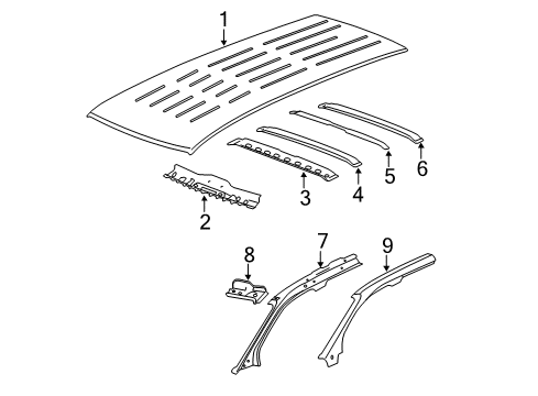 2007 GMC Acadia Extension Assembly, Body Side Frame Upper Front Diagram for 20834234