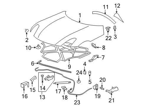 2006 Pontiac Solstice Hood & Components, Body Diagram