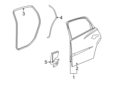 2007 Buick LaCrosse Sealing Strip Assembly, Rear Side Door Lower Rear Auxiliary Diagram for 10331716