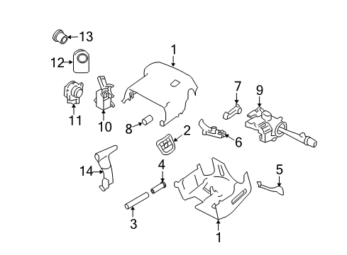 2008 Chevy Impala Cover Kit,Steering Column Trim Diagram for 19133683