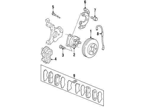 1998 Oldsmobile Aurora Front Brakes Diagram