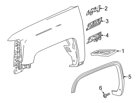 2019 GMC Sierra 3500 HD Exterior Trim - Fender Diagram