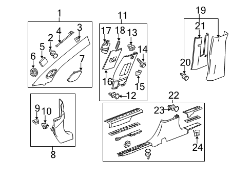 2011 Cadillac SRX Panel Assembly, Body Hinge Pillar Trim *Shale Diagram for 20909422