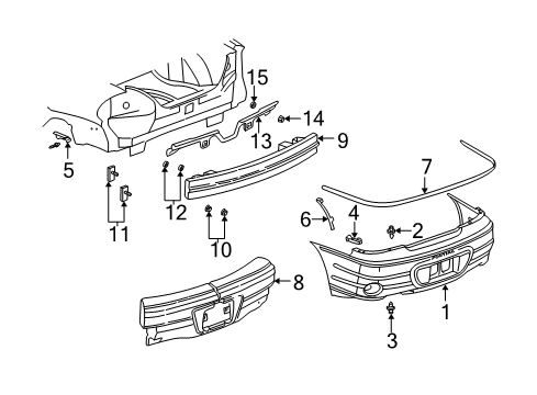 2001 Pontiac Grand Am Rear Bumper, Bumper Cover Diagram for 22610698