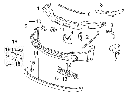 2006 GMC Sierra 1500 Front Bumper Cover Diagram for 15199810