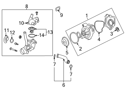 2007 Chevy Cobalt Cooling System, Radiator, Water Pump, Cooling Fan Diagram 1 - Thumbnail