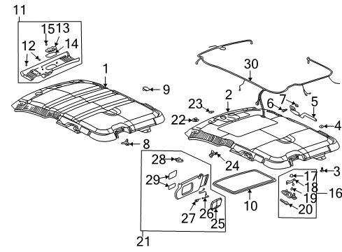 2002 Pontiac Aztek Sunshade Asm LH *Opel Gray *Gray Diagram for 19150488