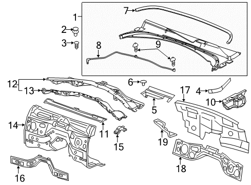 2019 Cadillac CTS Seal Assembly, Hood Rear Diagram for 20991622