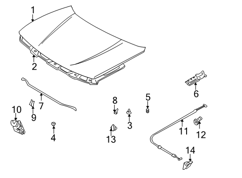 2000 Chevy Tracker Hood & Components, Body Diagram