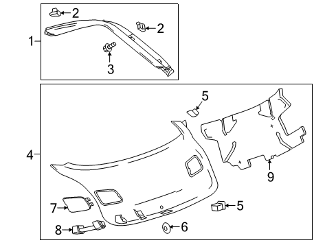 2018 Buick Regal Sportback Panel Assembly, Lift Gate Upper Side Trim Finish *Black Diagram for 39110044