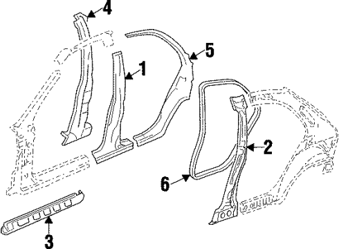 1999 Cadillac Catera Weatherstrip,Rear Side Door Diagram for 90563475