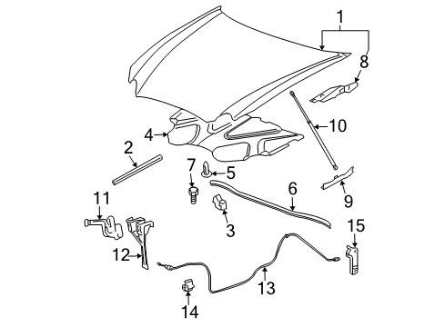 2009 Buick LaCrosse Insulator, Hood (V8) Diagram for 15889825