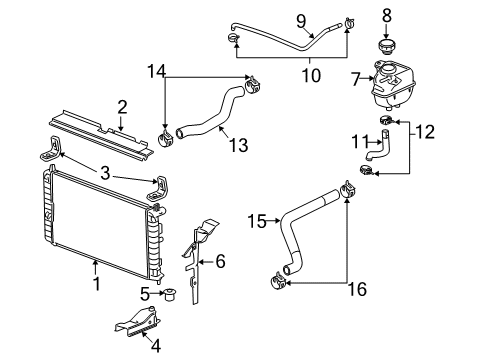 2009 Saturn Aura Radiator & Components Diagram 1 - Thumbnail