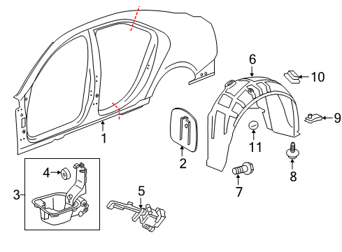 2016 Cadillac ATS Quarter Panel & Components Diagram 2 - Thumbnail