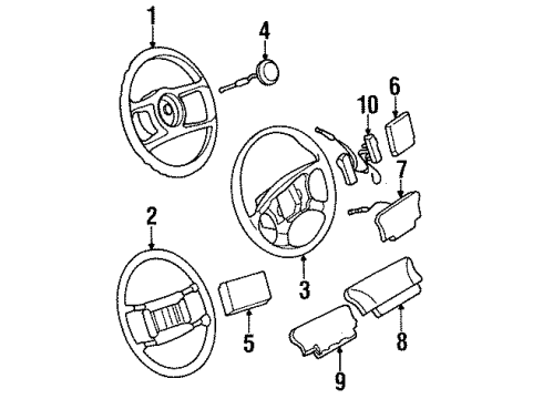 1990 Pontiac Sunbird Steering Column, Steering Wheel Diagram 4 - Thumbnail