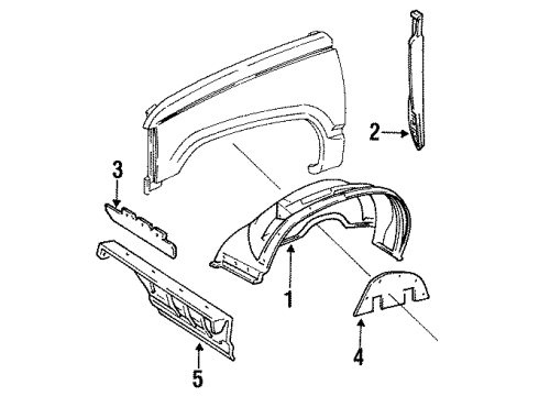 1996 Chevy Tahoe Fender - Inner Components Diagram