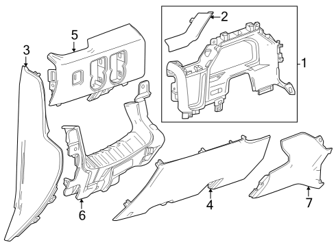 2024 GMC Sierra 2500 HD PLATE ASM-I/P CSTR TR *JET BLACK Diagram for 86823692