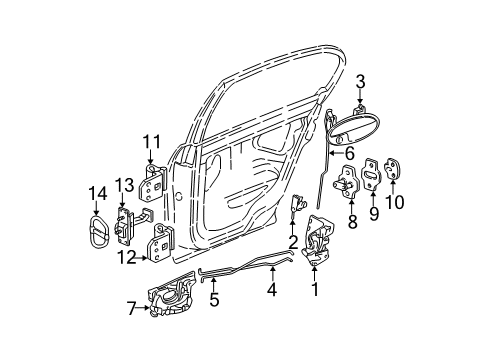 1999 Chevy Malibu Door & Components Diagram