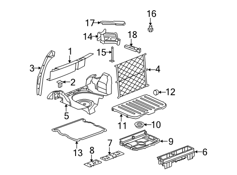 2009 Chevy HHR Rear Body Interior Trim, Jack & Components, Body Diagram