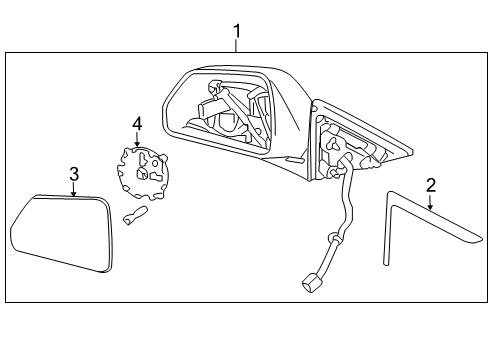 2009 Cadillac CTS Mirror, Outside Rear View (Reflector Glass & Backing Plate) Diagram for 25828098