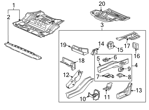 2002 Saturn Vue Bar Assembly, Floor Panel #4 Cr Diagram for 22723787