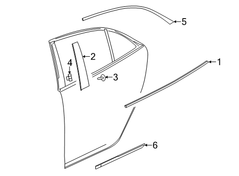 2014 Chevy Malibu Applique Assembly, Rear Side Door Window Frame Front *Black Diagram for 23126290