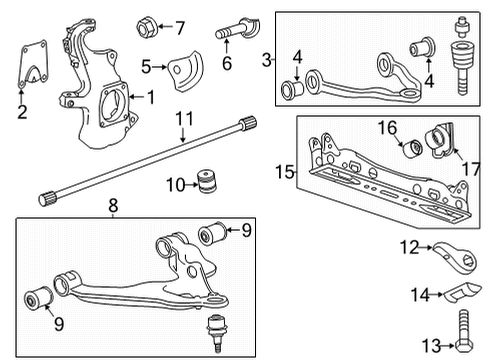 2023 GMC Sierra 2500 HD Front Suspension Components Diagram 1 - Thumbnail