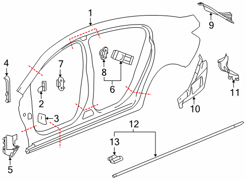 2014 Buick Regal Retainer, Front & Rear Side Door Lower W/Strap Diagram for 13297808