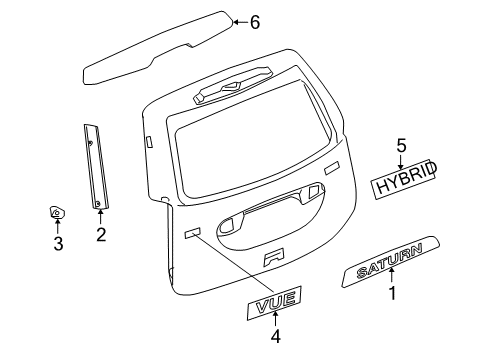 2007 Saturn Vue Exterior Trim - Lift Gate Diagram 2 - Thumbnail