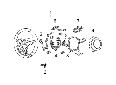 2010 Chevy Camaro Steering Wheel Assembly *Black Diagram for 20945271