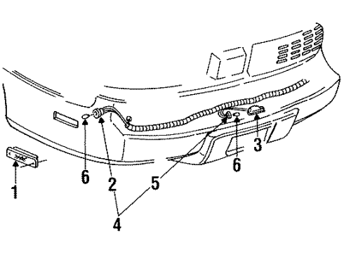 1994 Pontiac Firebird Side Marker Lamps, License Lamps Diagram