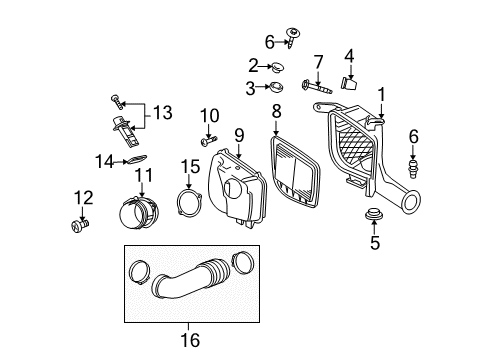 2008 Cadillac STS Cover, Air Cleaner Housing Diagram for 15147459