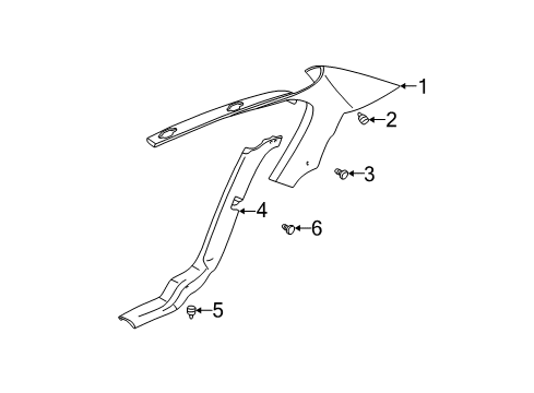 2000 Chevy Malibu Panel Assembly, Body Lock Pillar Lower Trim *Pewter Diagram for 22605776