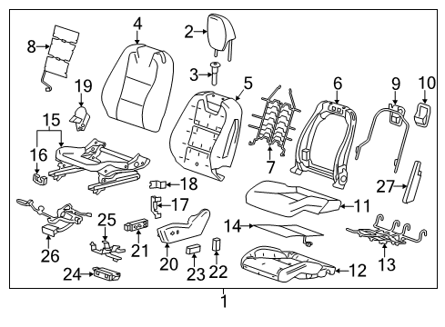 2012 Chevy Camaro Driver Seat Components Diagram 1 - Thumbnail