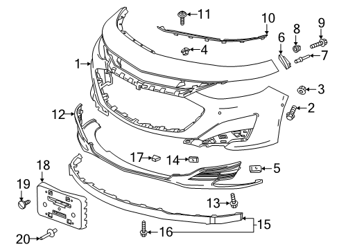 2021 Chevy Malibu Bumper & Components - Front Diagram 1 - Thumbnail